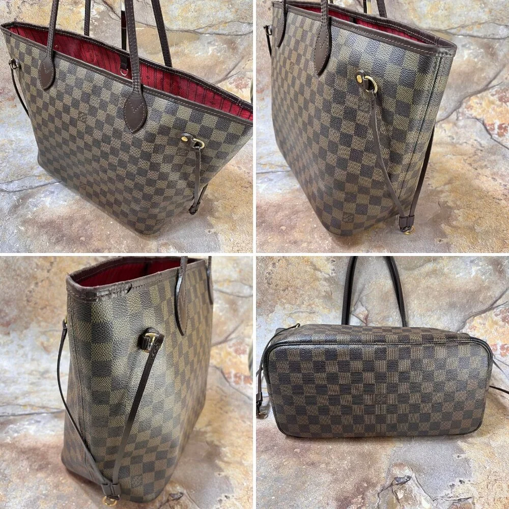 Louis Vuitton Neverfull MM Tote Bag Damier Brown Shoulder Bag - Picture 3 of 12